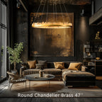 Designer 36 Inch Round Modern Chandelier Brass & Clear Geode Quartz Crystal Hanging Light product image