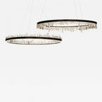 Designer 36 Inch Round Modern Chandelier Brass & Clear Geode Quartz Crystal Hanging Light product image