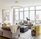 Designer 36 Inch Round Modern Chandelier Brass & Clear Geode Quartz Crystal Hanging Light product image