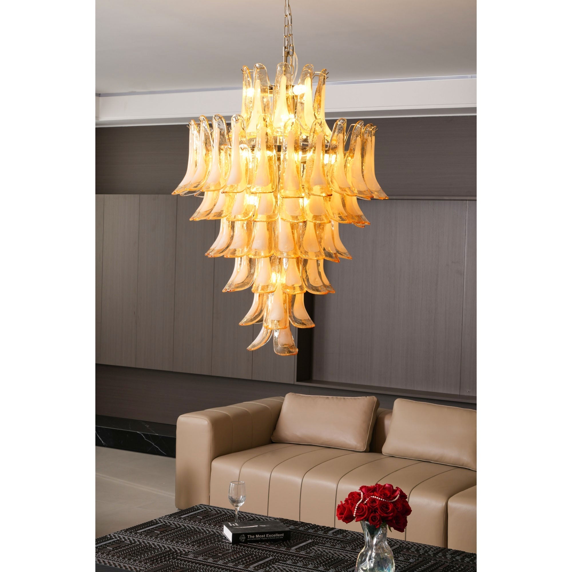 Designer Amber Cloud Murano Glass Petals Chandelier product image