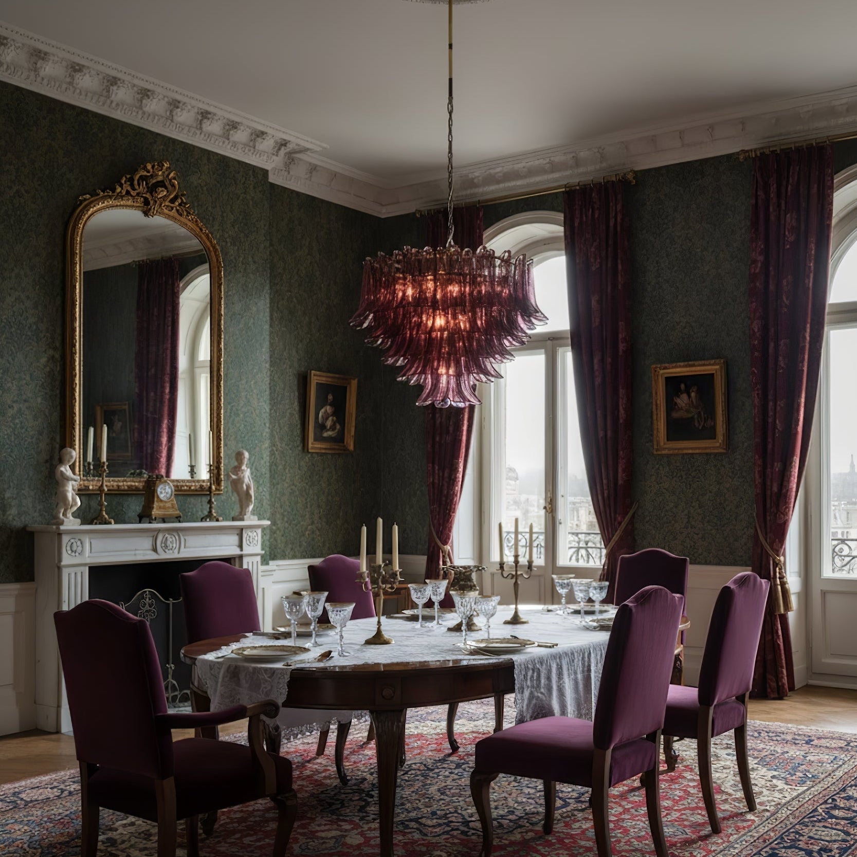 Designer Amethyst Bloom Chandelier material and finish detail