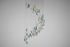 Designer Aqua Ripple Glass Art Customize Chandelier by Bling Lighting Studio