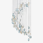 Designer Aqua Ripple Glass Art Customize Chandelier detail view