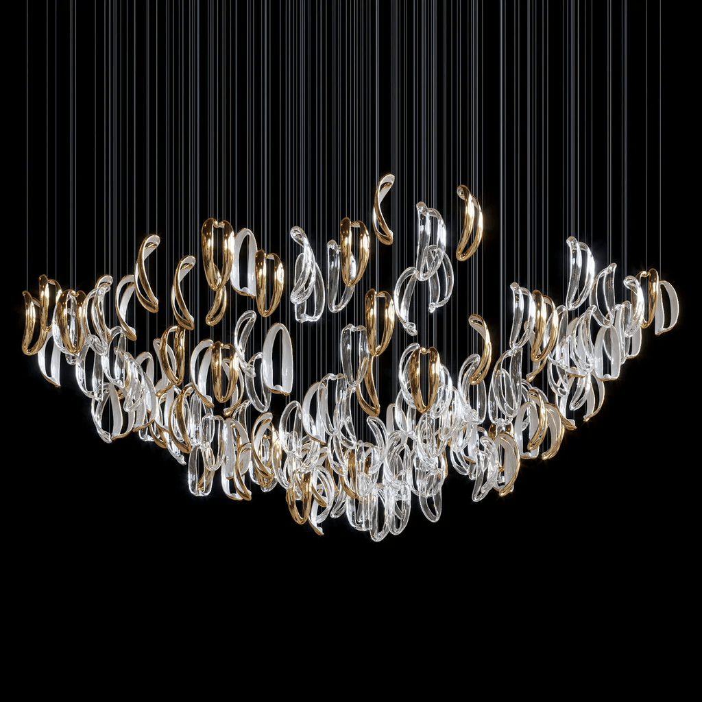 Designer Aqua Ripple Glass Art Customize Chandelier product image
