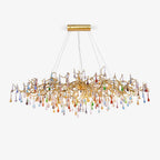 Designer Colorful Raindrop Brass Branch Chandelier by Bling Lighting Studio