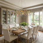 Designer Colorful Raindrop Brass Branch Chandelier detail view