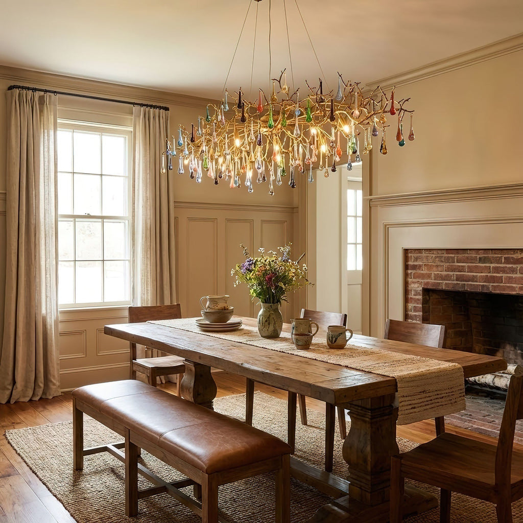 Designer Colorful Raindrop Brass Branch Chandelier additional product view