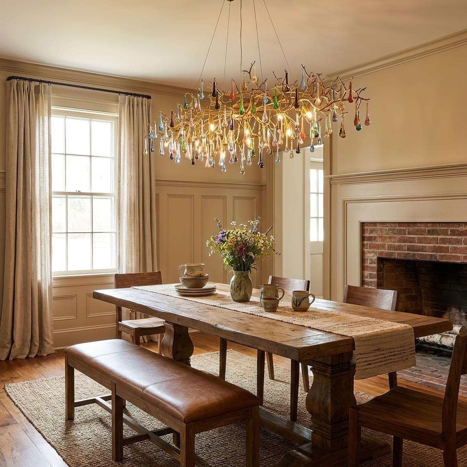 Designer Colorful Raindrop Brass Branch Chandelier additional product view
