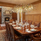 Designer Colorful Raindrop Brass Branch Chandelier material and finish detail