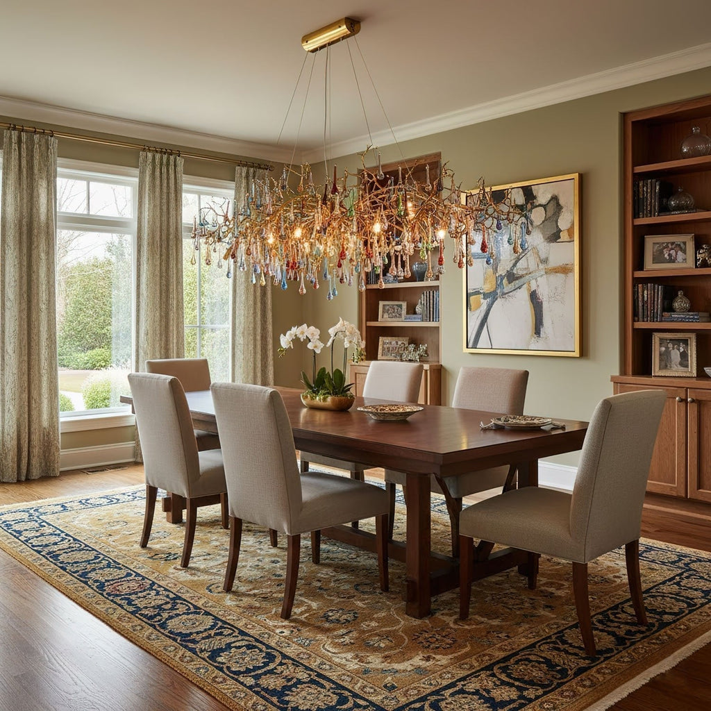 Designer Colorful Raindrop Brass Branch Chandelier product image