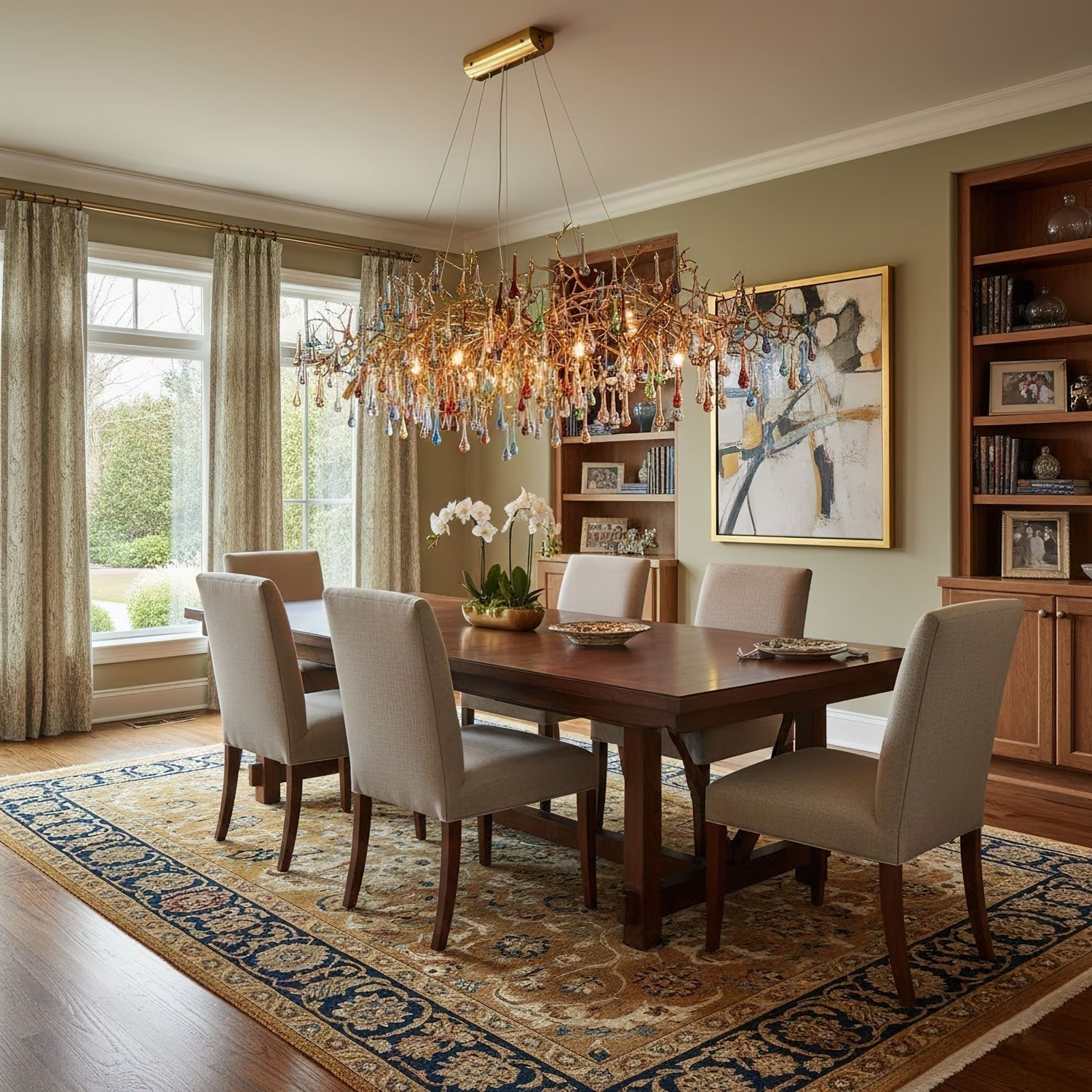 Designer Colorful Raindrop Brass Branch Chandelier product image