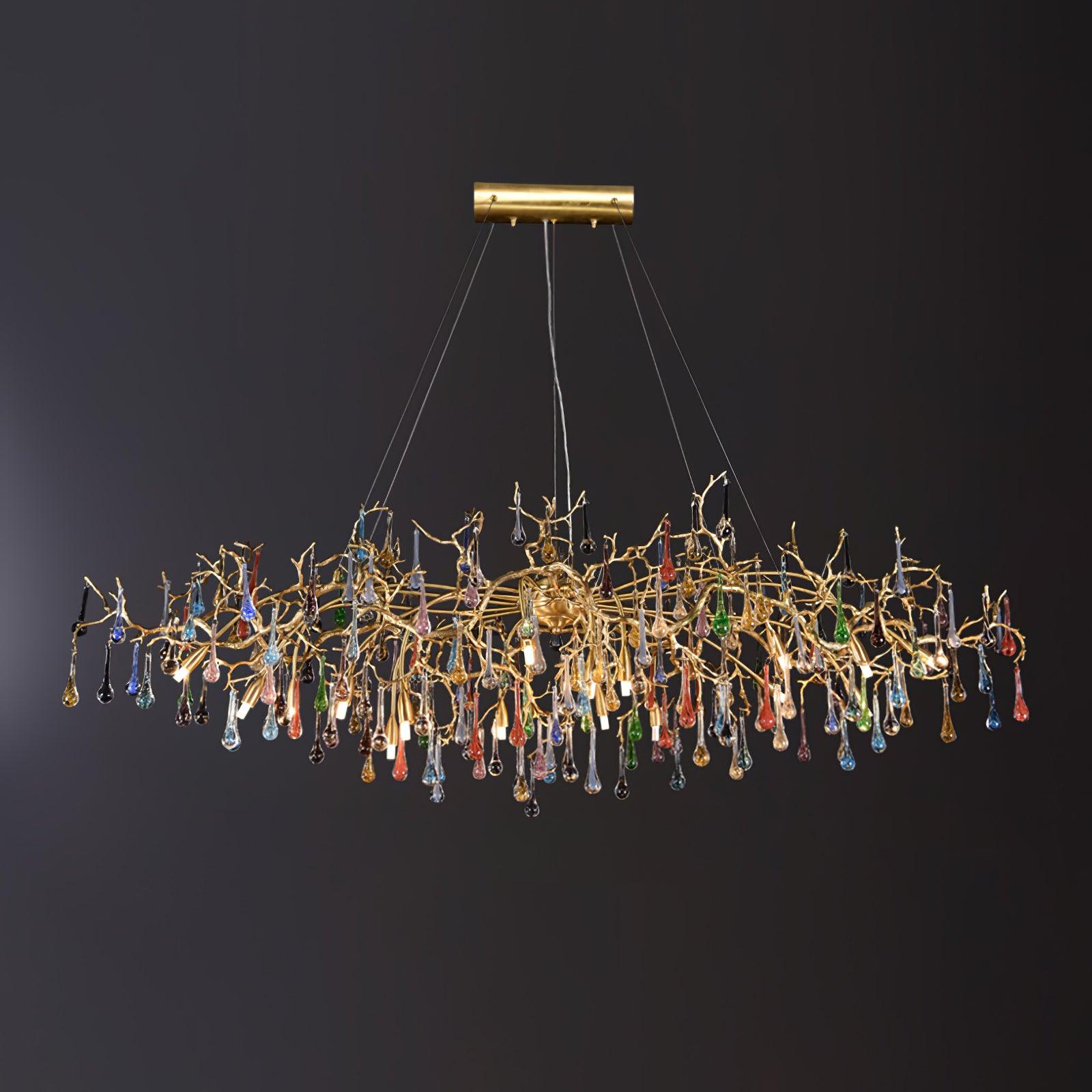 Designer Colorful Raindrop Brass Branch Chandelier product image