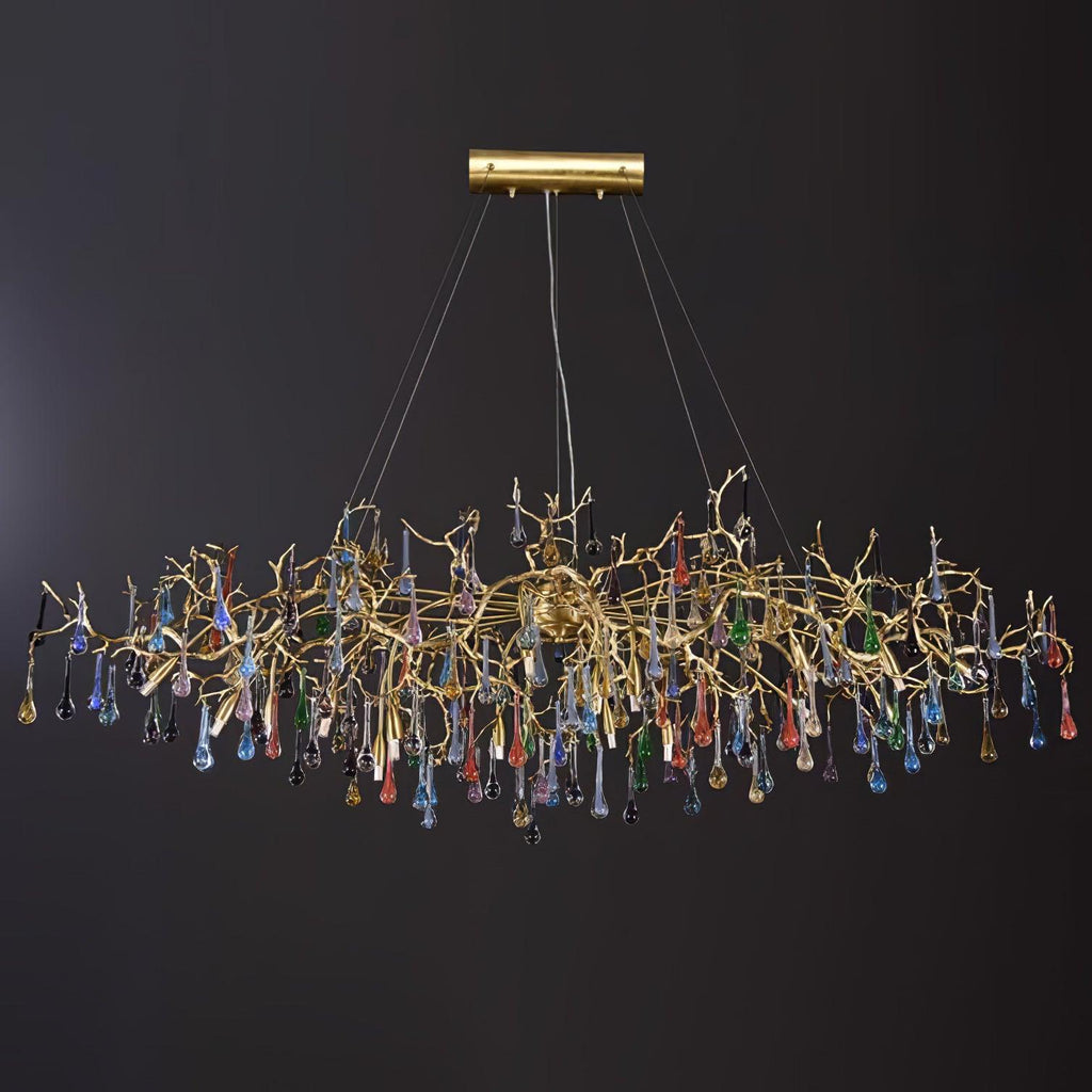 Designer Colorful Raindrop Brass Branch Chandelier product image