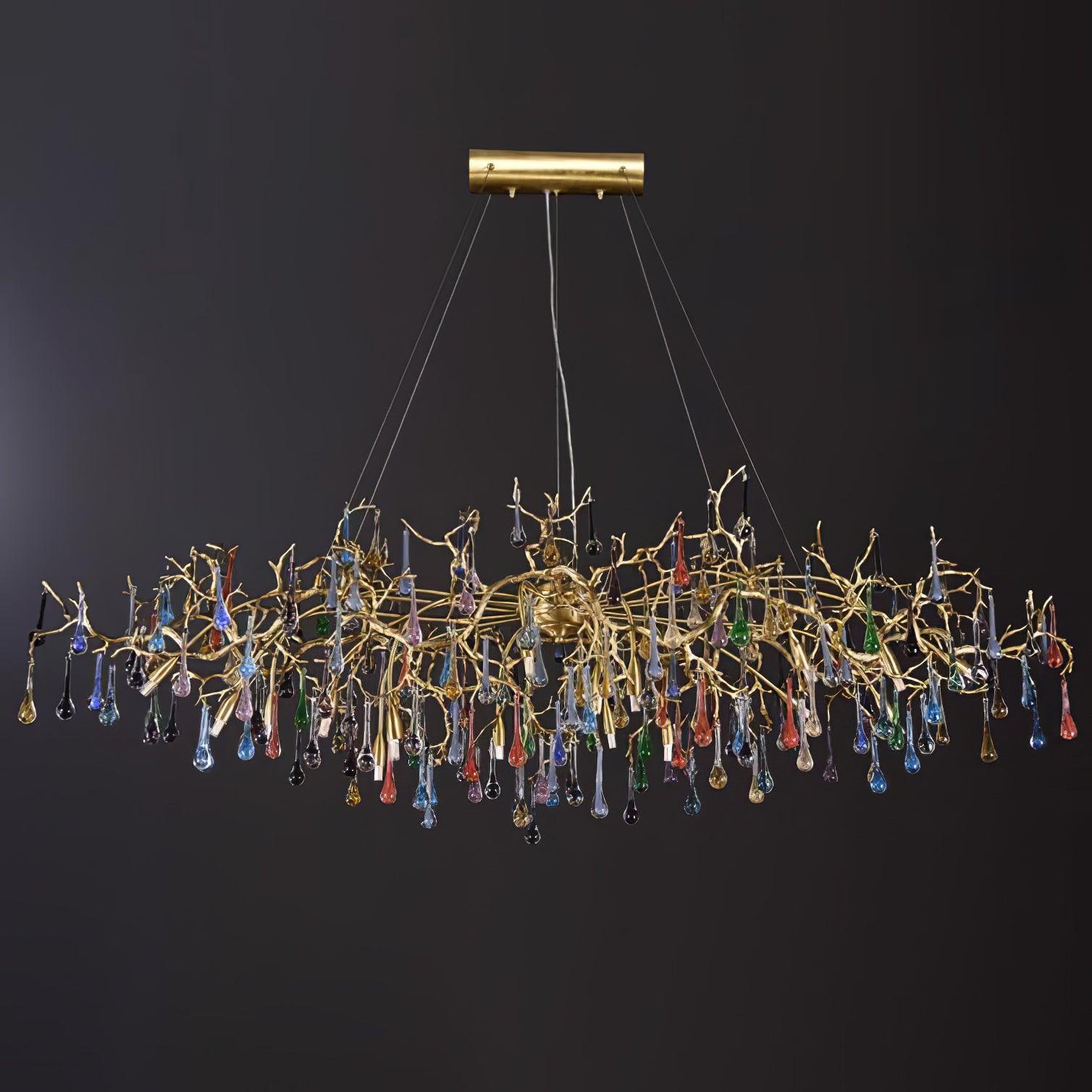 Designer Colorful Raindrop Brass Branch Chandelier product image