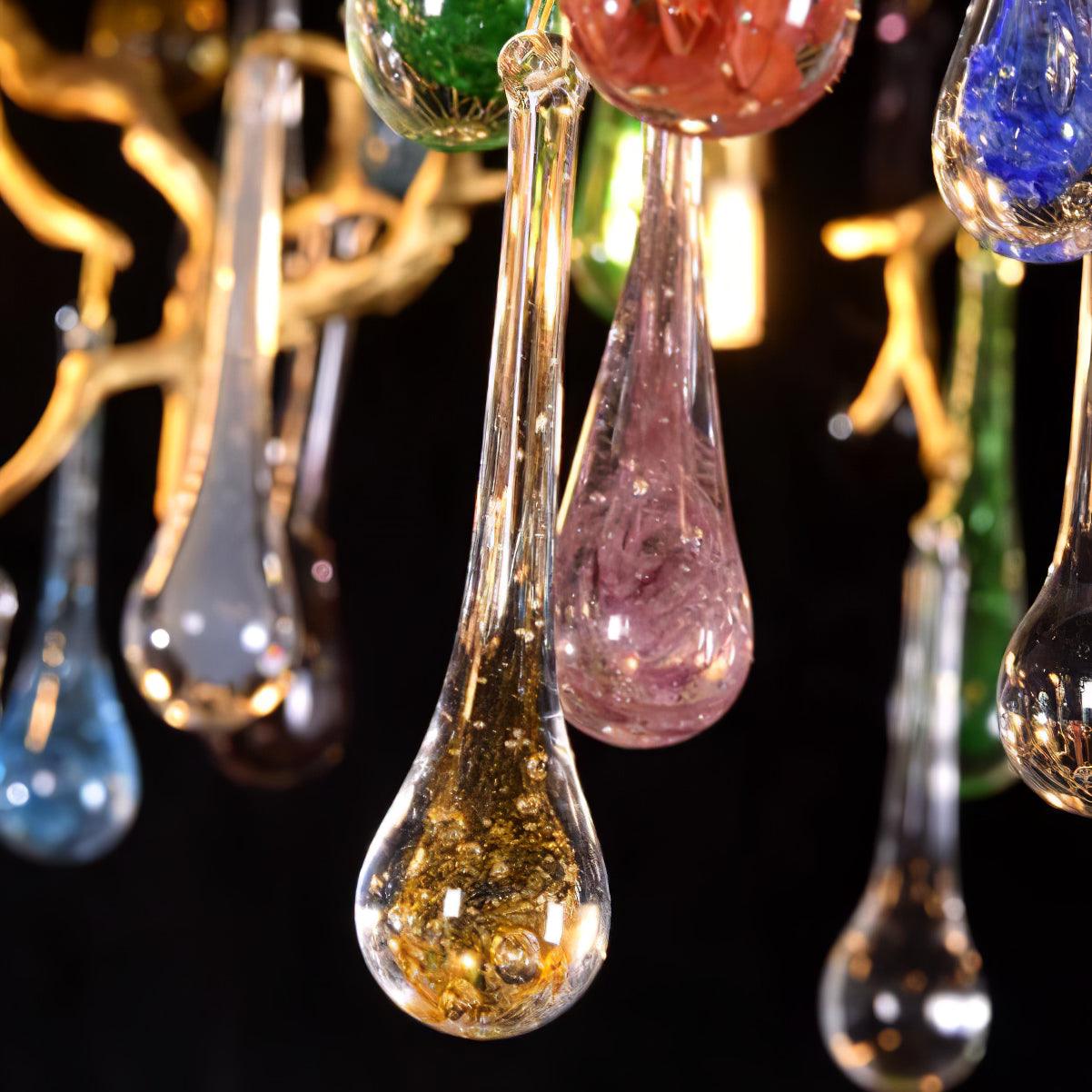 Designer Colorful Raindrop Brass Branch Chandelier product image