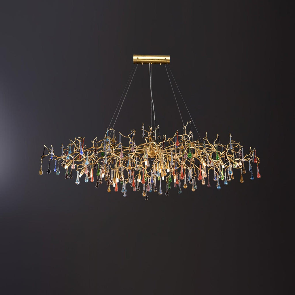 Designer Colorful Raindrop Brass Branch Chandelier product image