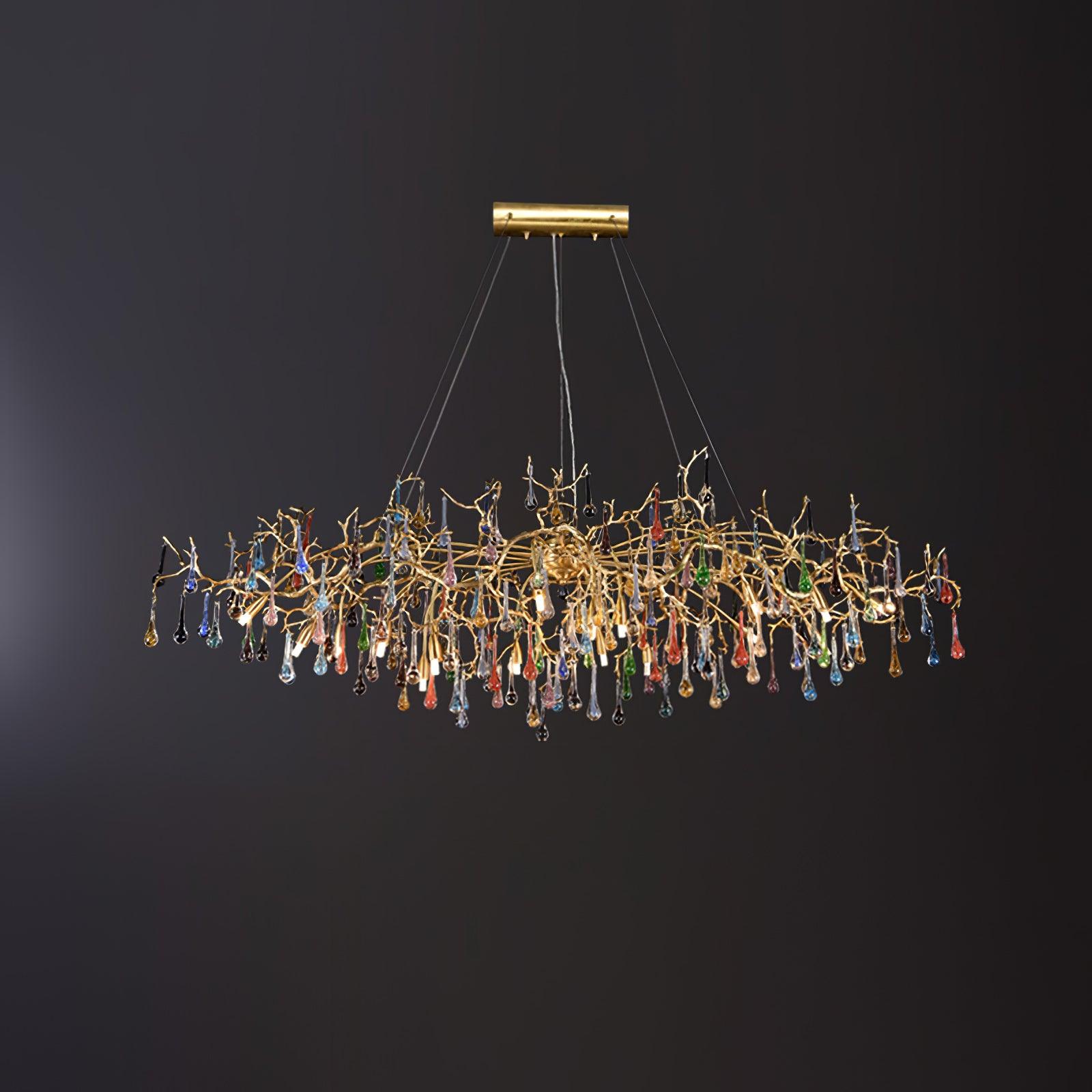 Designer Colorful Raindrop Brass Branch Chandelier product image