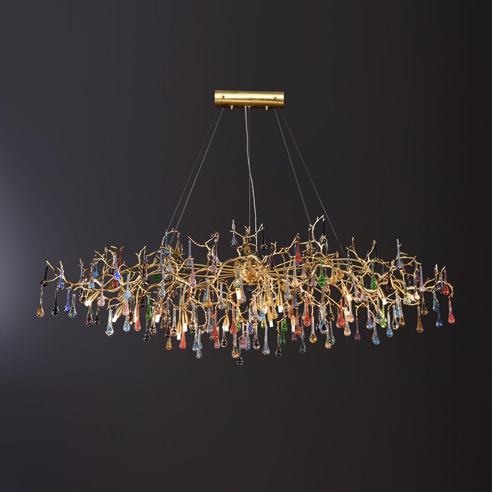 Designer Colorful Raindrop Brass Branch Chandelier product image