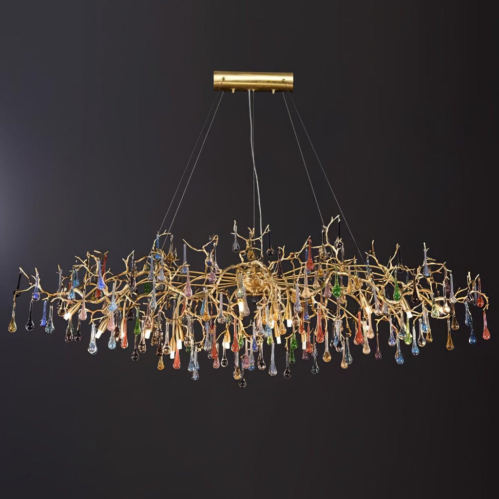 Designer Colorful Raindrop Brass Branch Chandelier product image