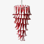 Designer Murano Red Petals Spiral Chandelier by Bling Lighting Studio