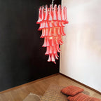 Designer Murano Red Petals Spiral Chandelier material and finish detail