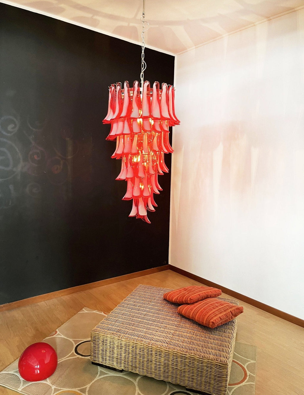 Designer Murano Red Petals Spiral Chandelier product image