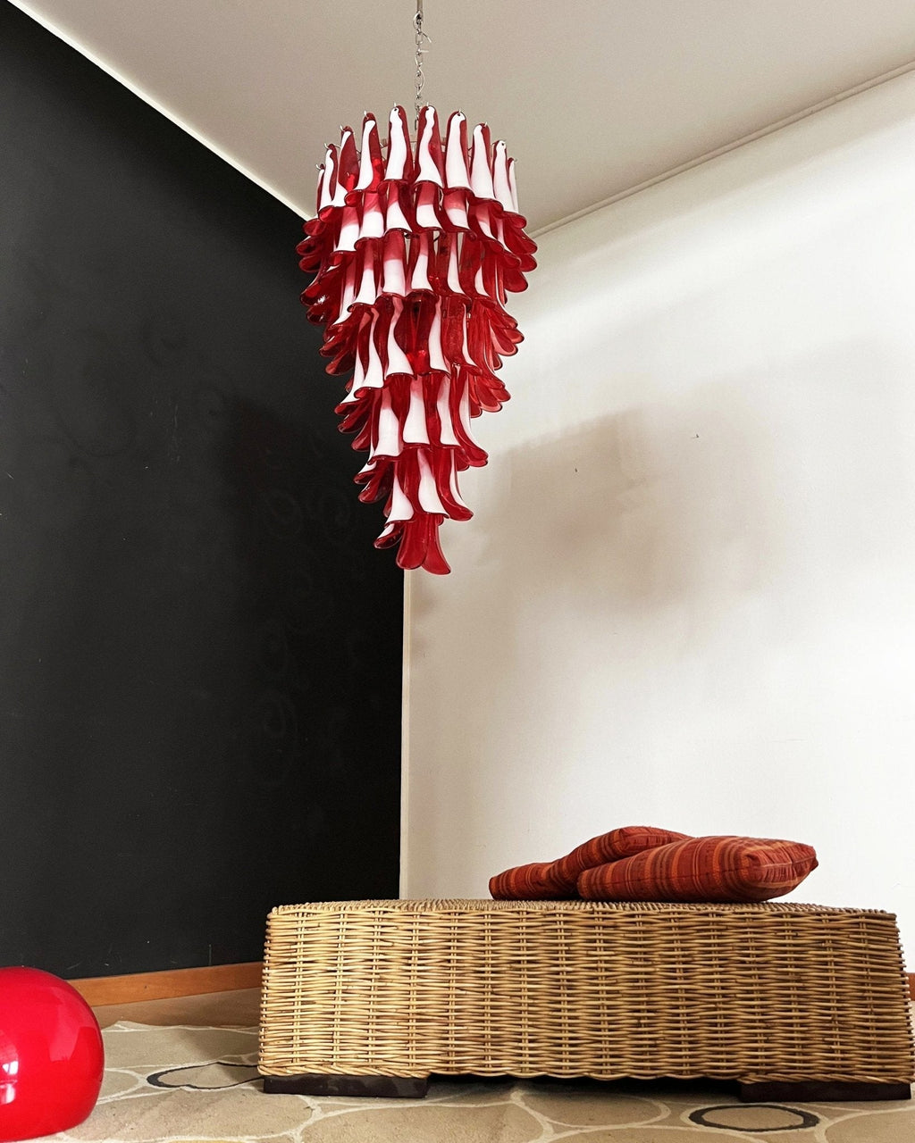 Designer Murano Red Petals Spiral Chandelier product image