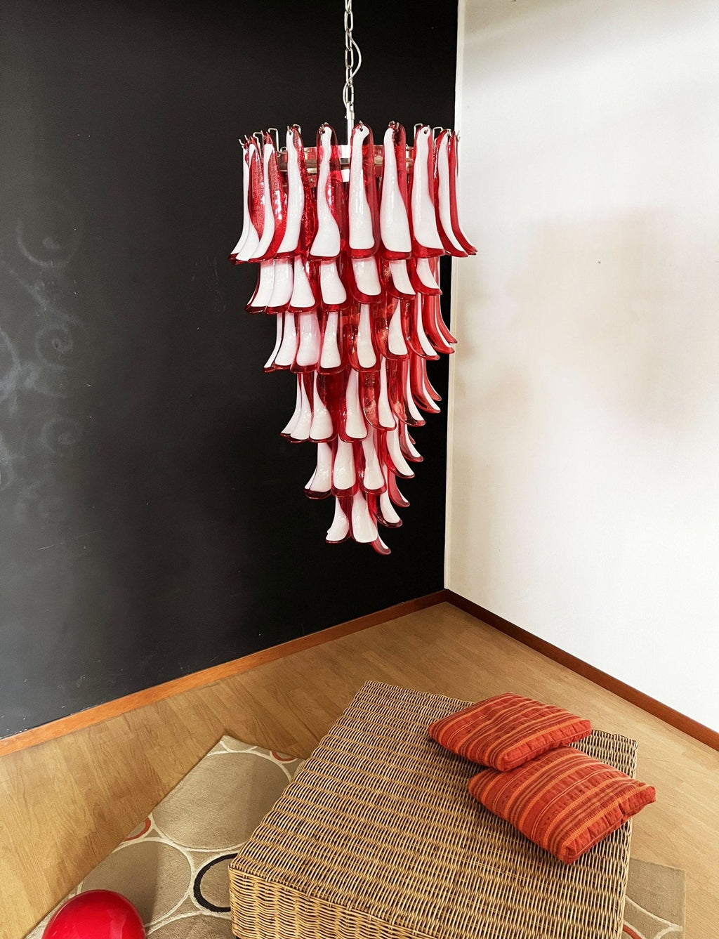Designer Murano Red Petals Spiral Chandelier product image