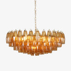 Designer Murano Rhombus Amber Poliedri Glass Chandelier by Bling Lighting Studio