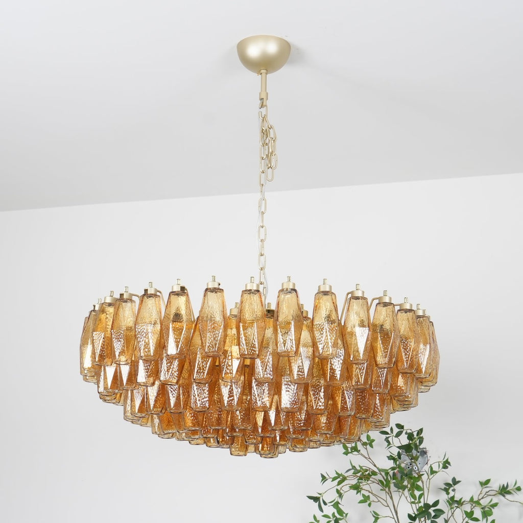 Designer Murano Rhombus Amber Poliedri Glass Chandelier product image