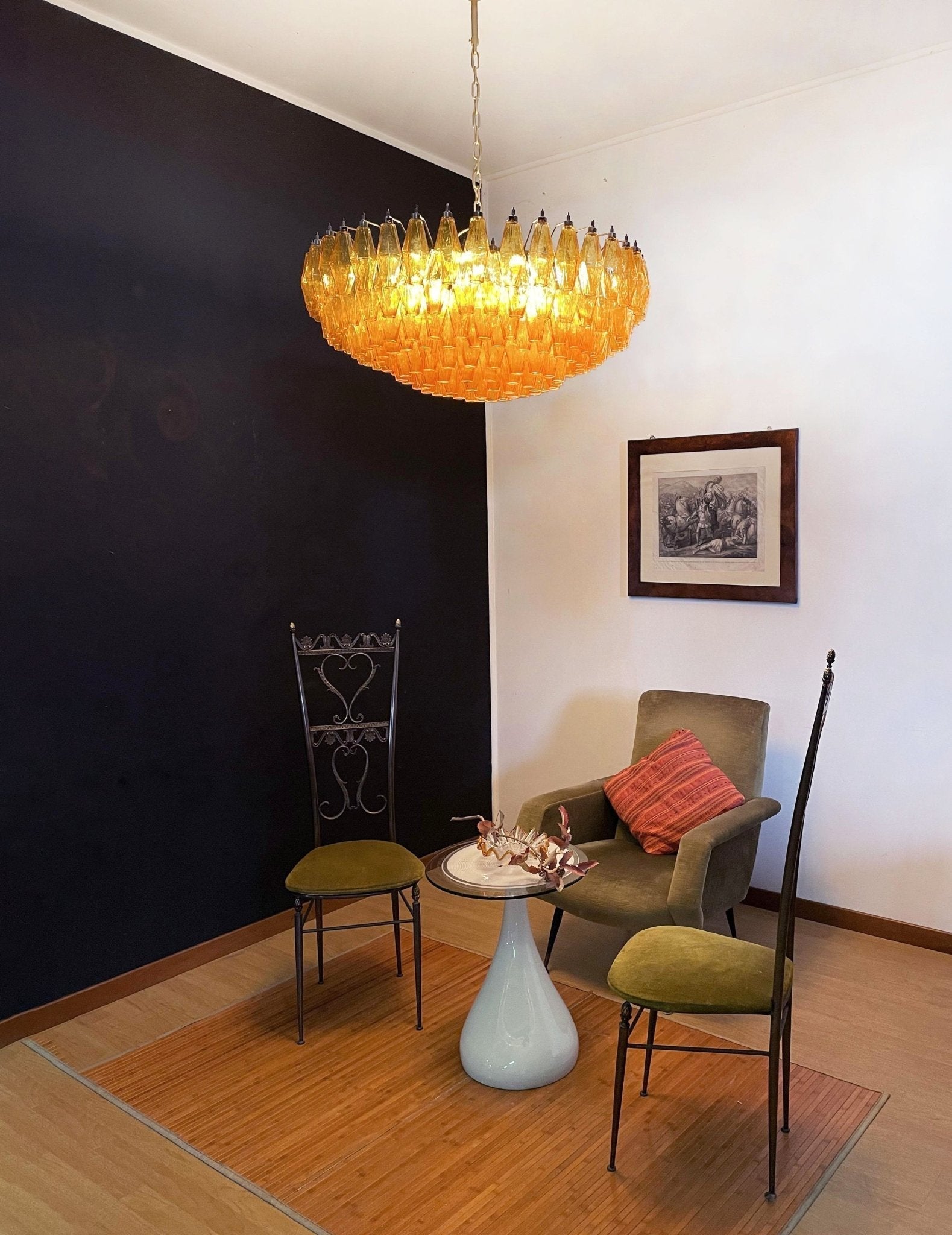 Designer Murano Rhombus Amber Poliedri Glass Chandelier product image