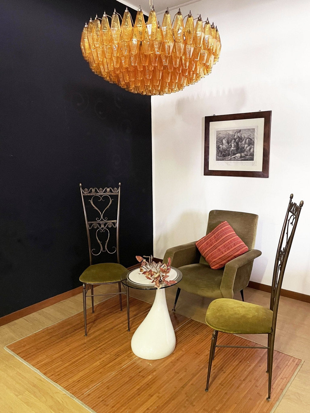 Designer Murano Rhombus Amber Poliedri Glass Chandelier product image