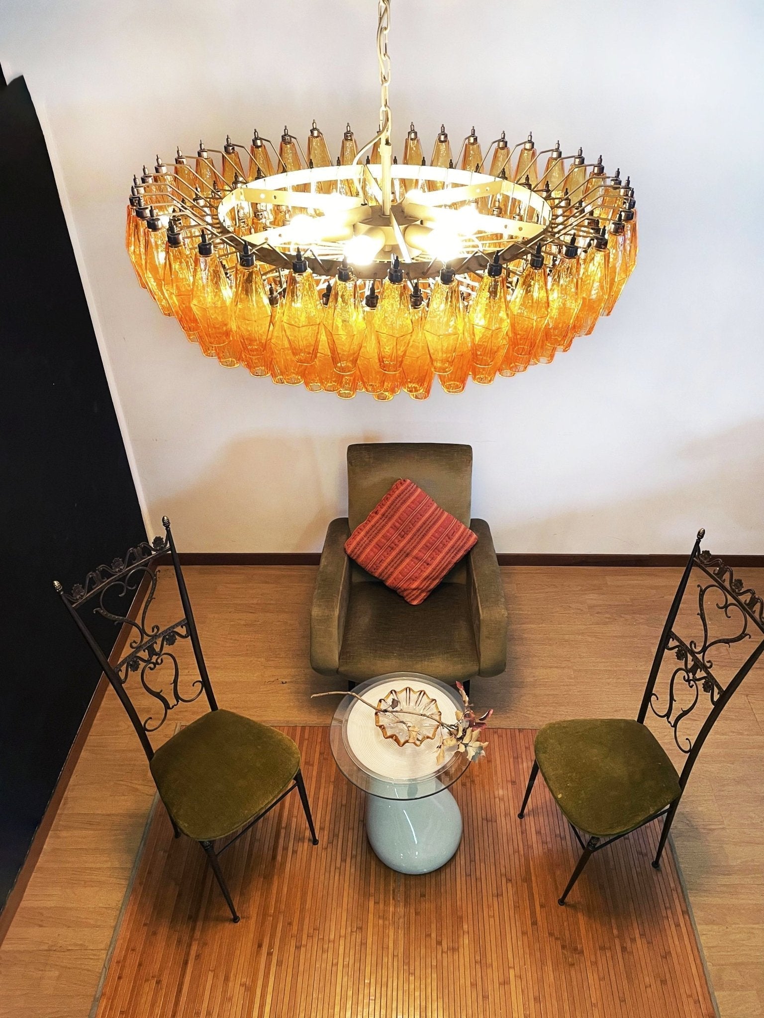 Designer Murano Rhombus Amber Poliedri Glass Chandelier product image