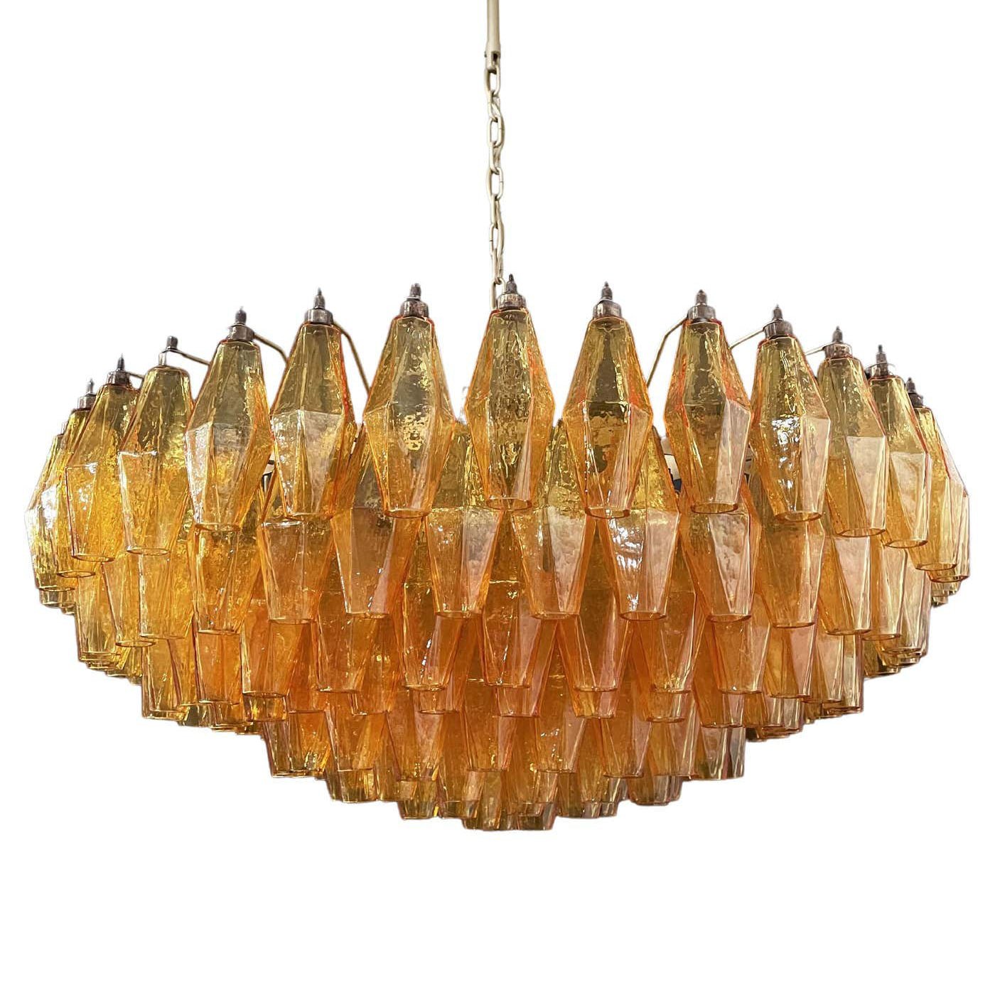 Designer Murano Rhombus Amber Poliedri Glass Chandelier product image