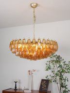Designer Murano Rhombus Amber Poliedri Glass Chandelier product image