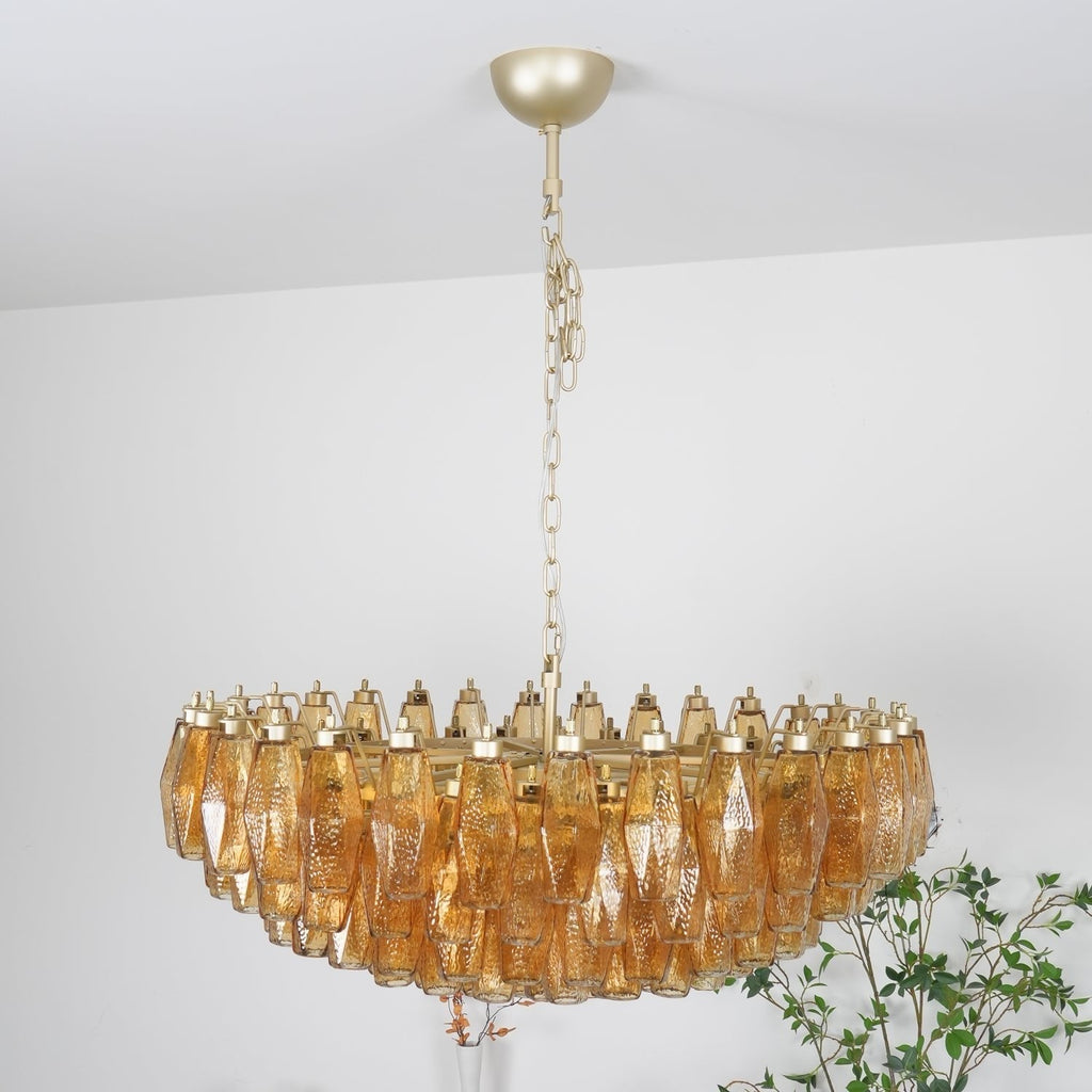Designer Murano Rhombus Amber Poliedri Glass Chandelier product image
