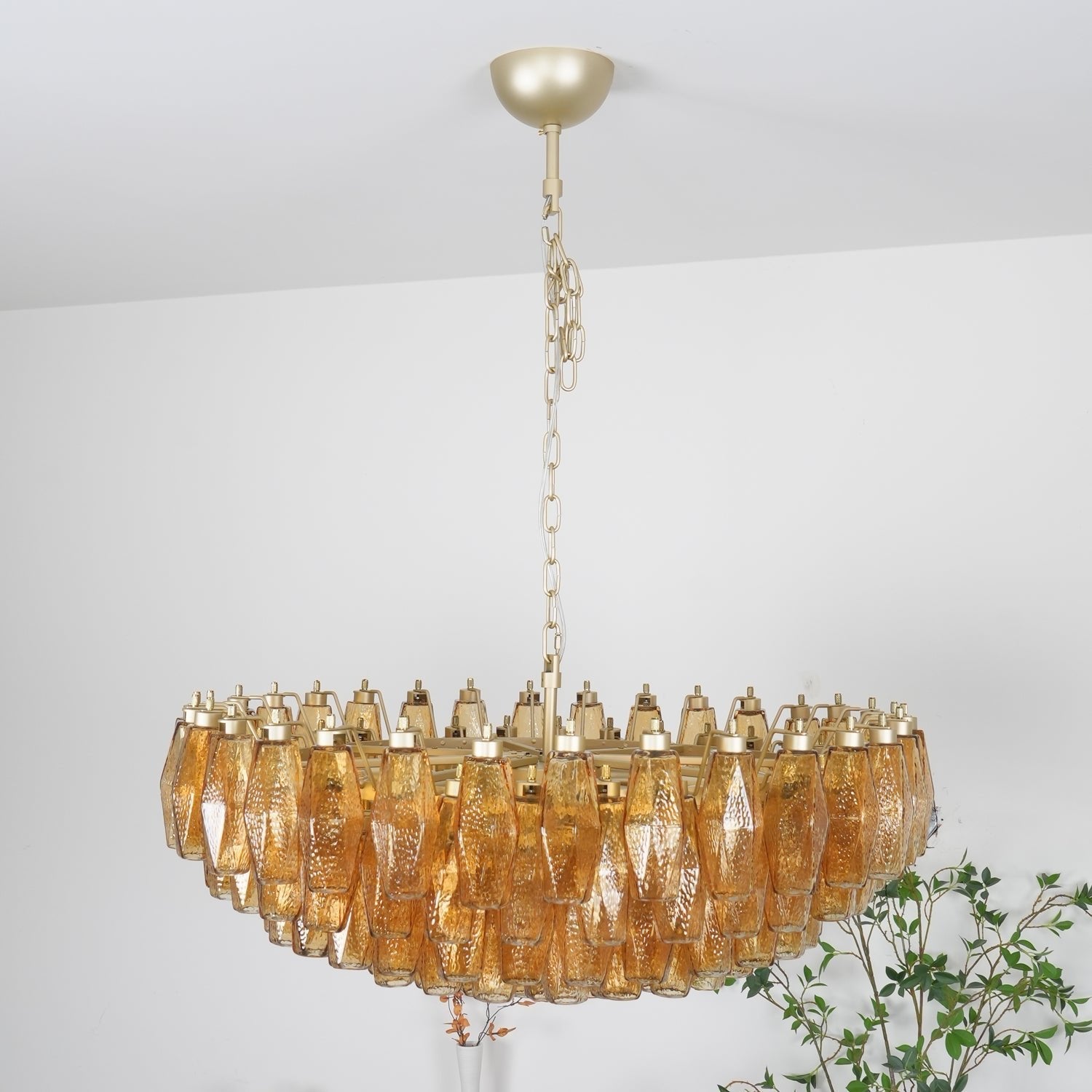 Designer Murano Rhombus Amber Poliedri Glass Chandelier product image