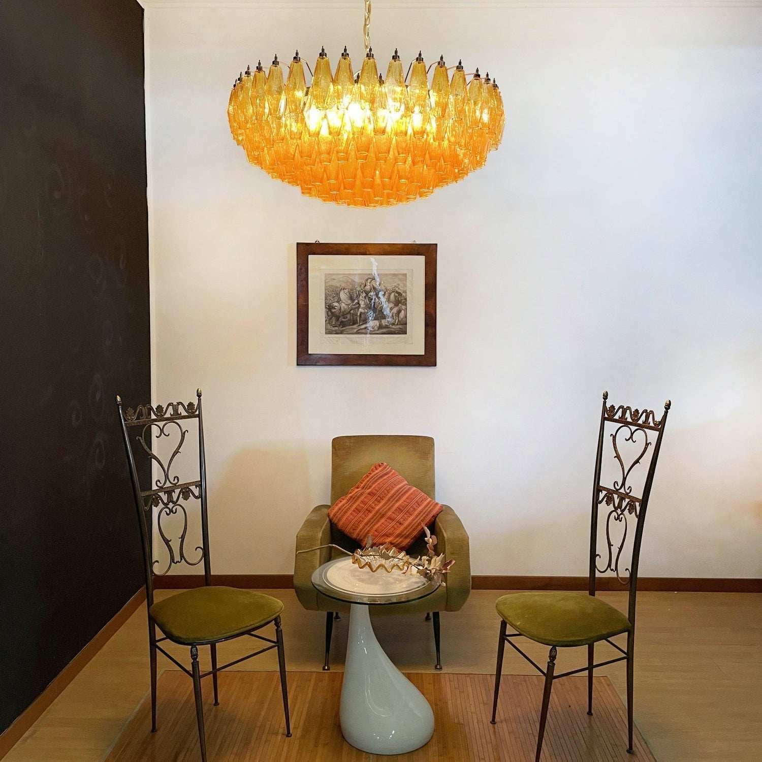 Designer Murano Rhombus Amber Poliedri Glass Chandelier product image