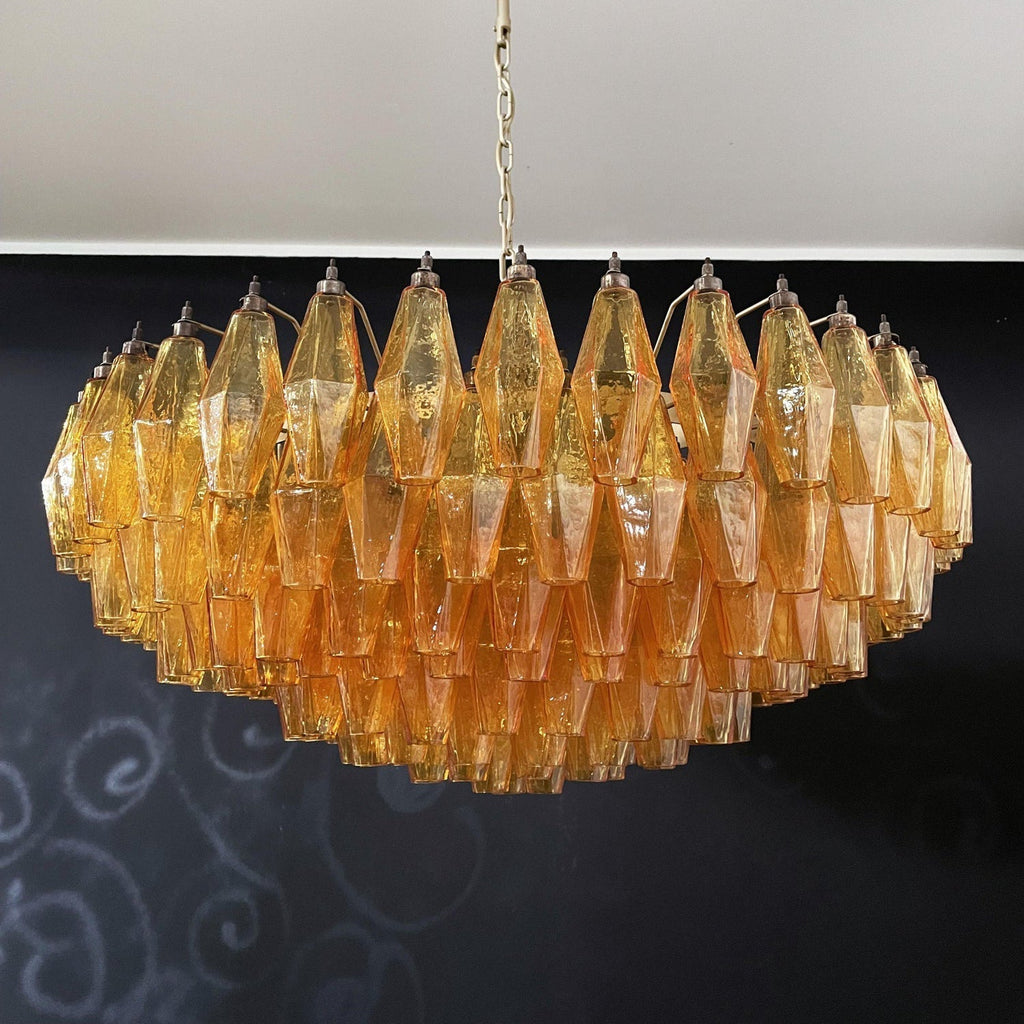 Designer Murano Rhombus Amber Poliedri Glass Chandelier product image