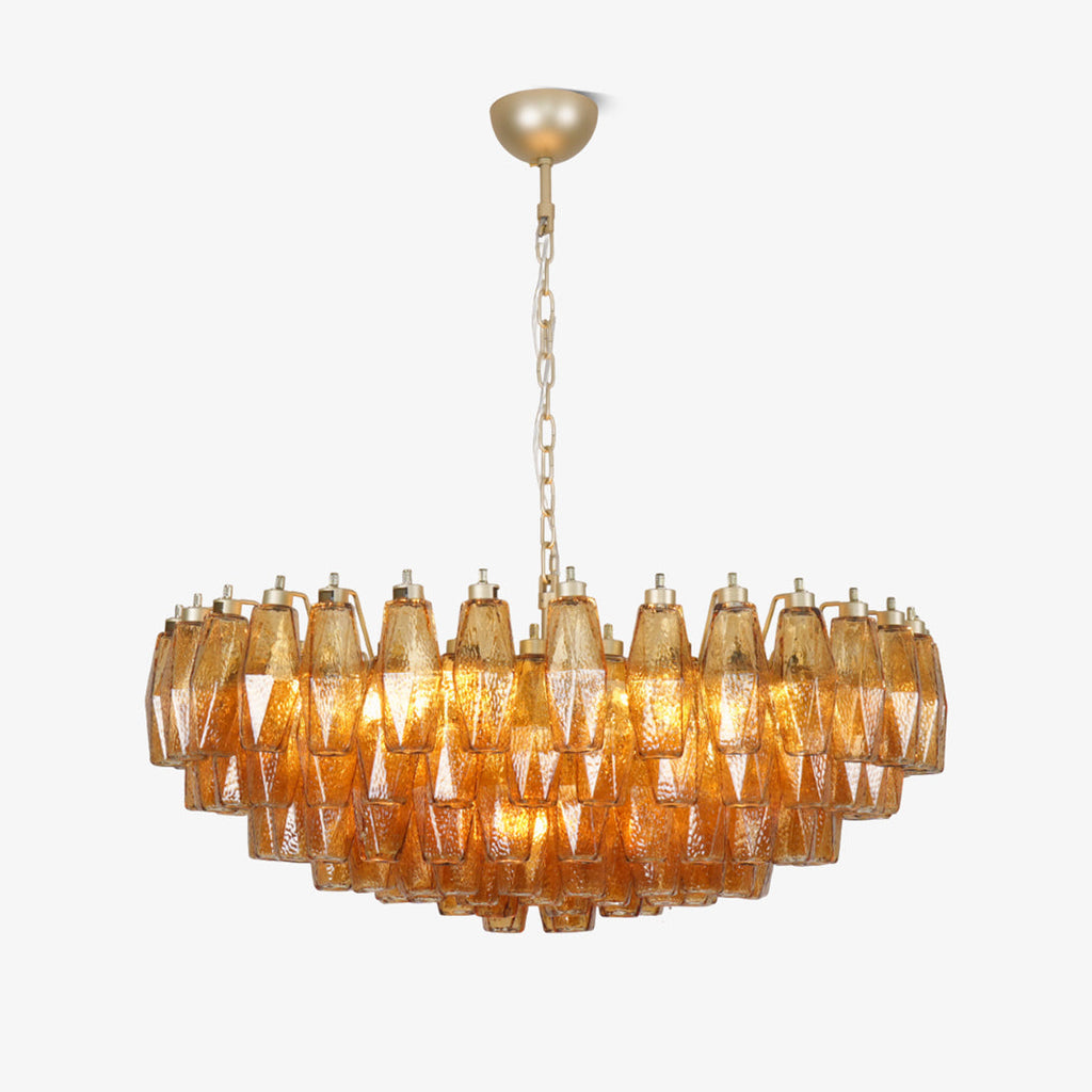 Designer Murano Rhombus Amber Poliedri Glass Chandelier product image
