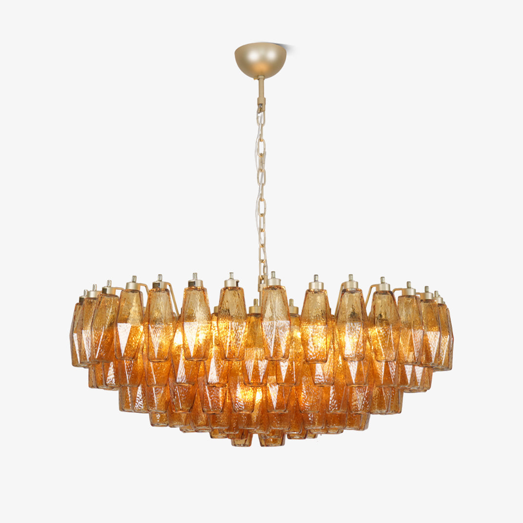 Designer Murano Rhombus Amber Poliedri Glass Chandelier product image
