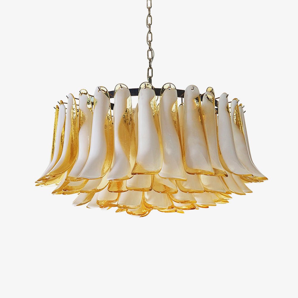 Designer Petal Amber Murano Glass Chandelier by Bling Lighting Studio