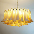 Designer Petal Amber Murano Glass Chandelier detail view