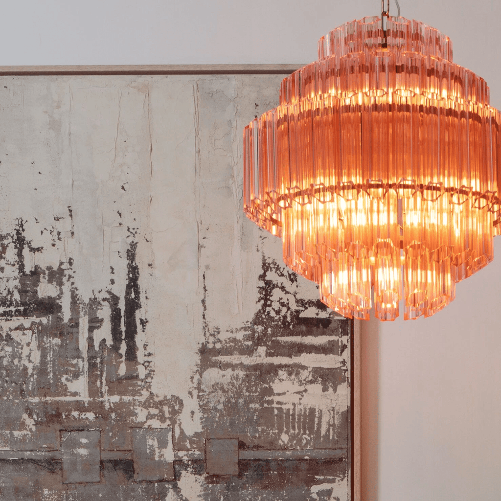 Designer Pink Palermo Murano Chandelier additional product view