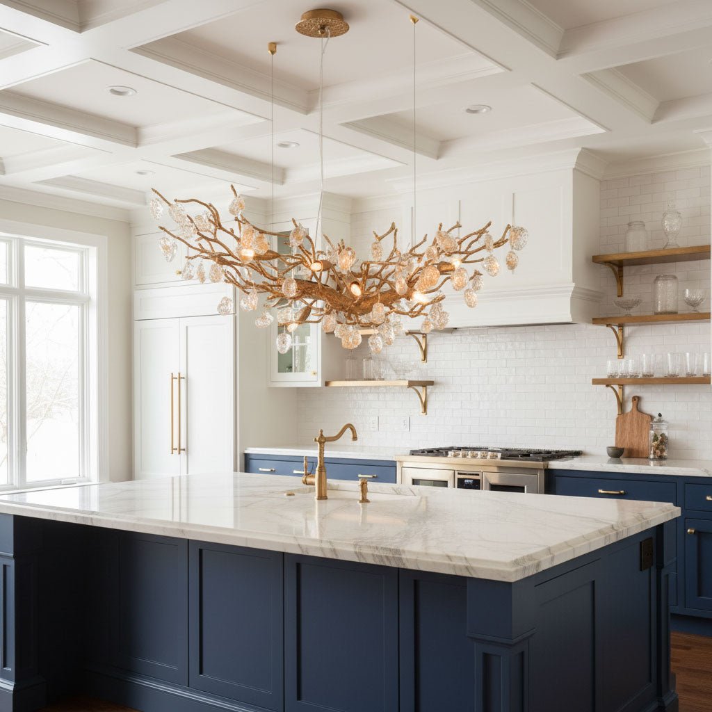Designer Stone Crystal Brass Chandelier product image
