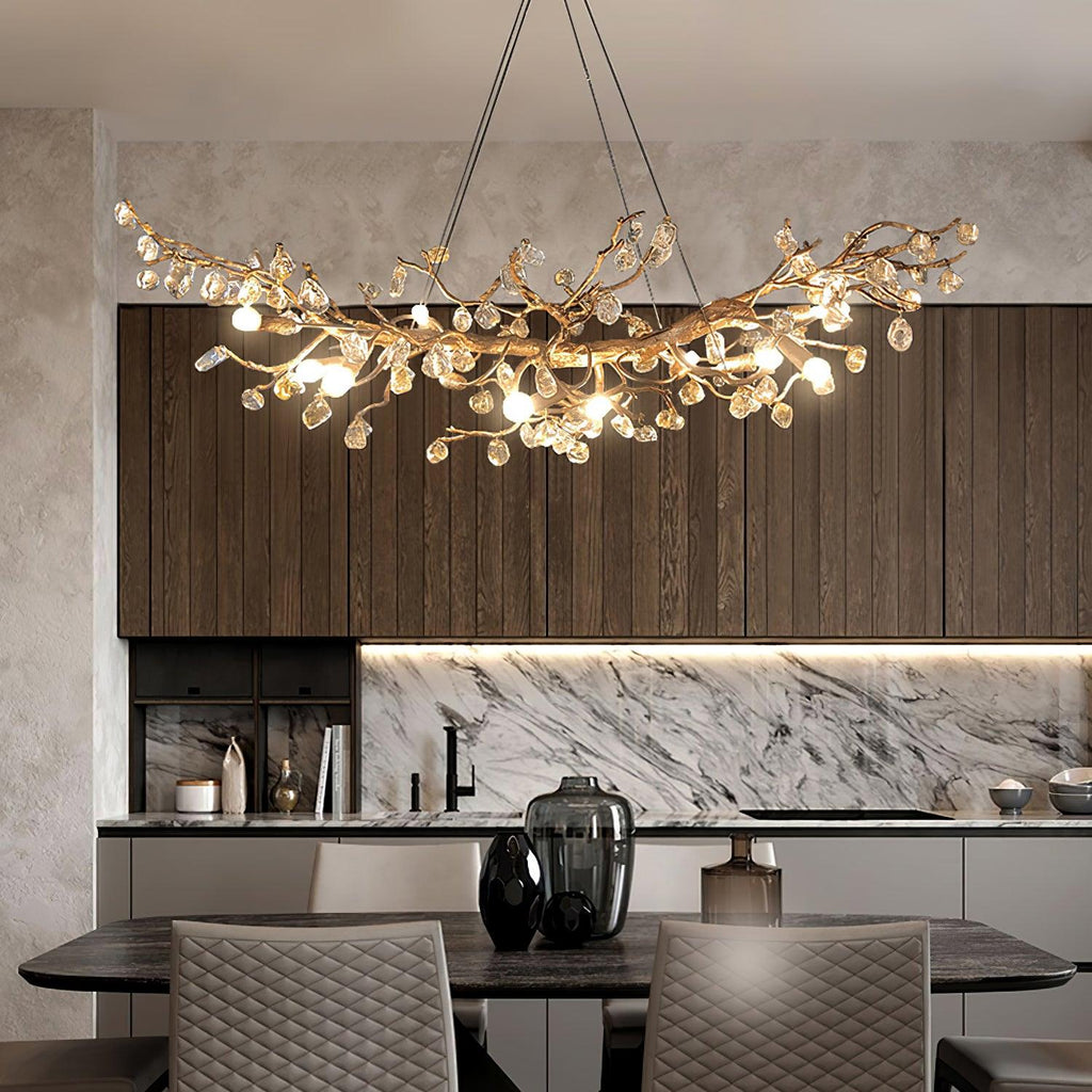 Designer Stone Crystal Brass Chandelier product image