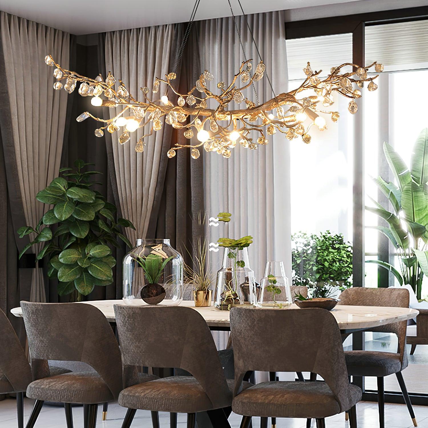 Designer Stone Crystal Brass Chandelier product image