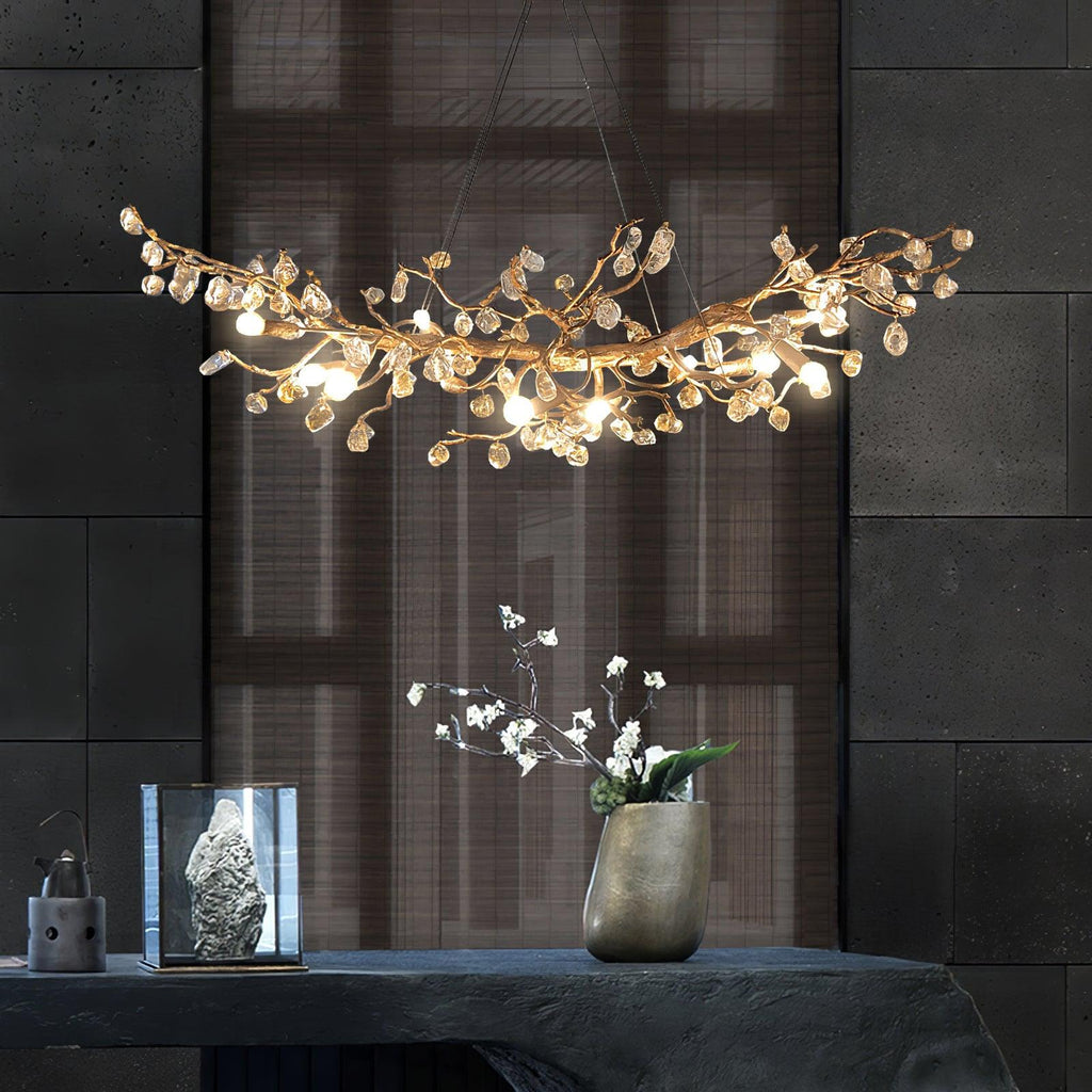 Designer Stone Crystal Brass Chandelier product image