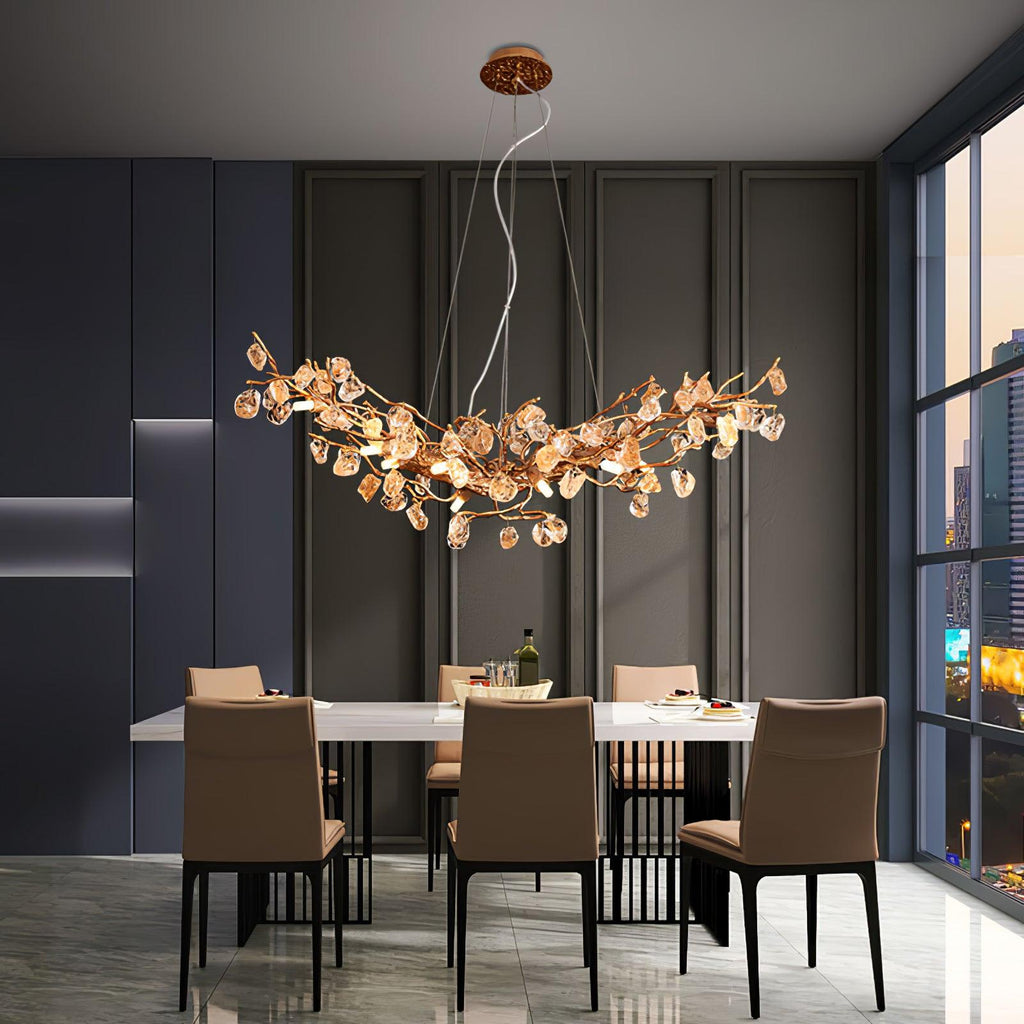 Designer Stone Crystal Brass Chandelier product image