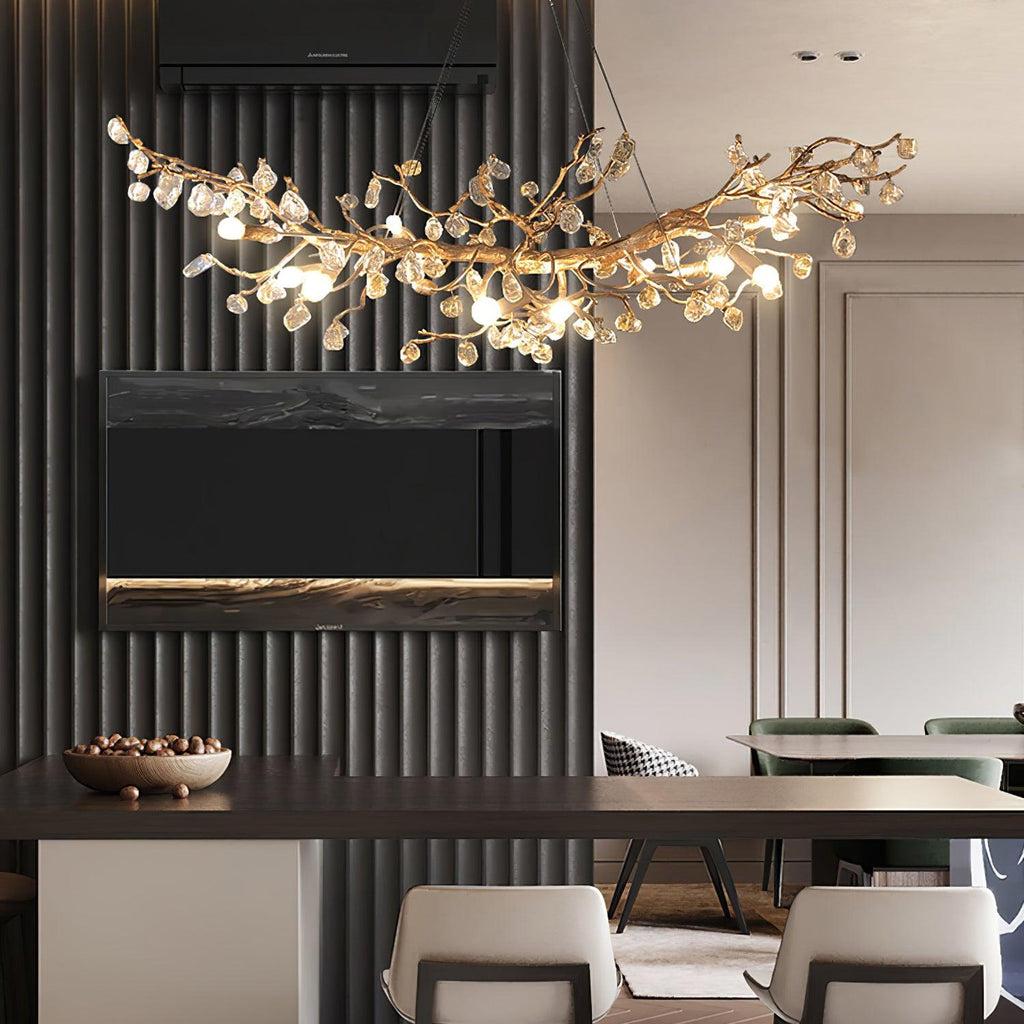 Designer Stone Crystal Brass Chandelier product image